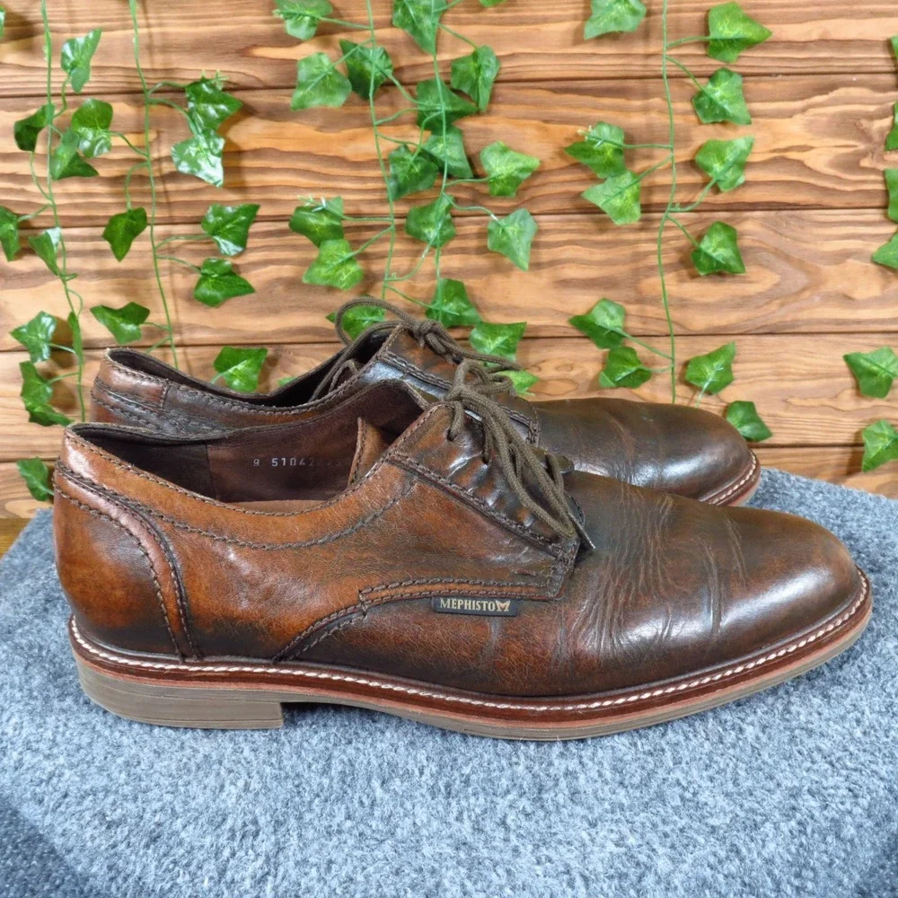 Mephisto Waino Men Casual Derby Shoes Size 10.5 Walking Comfort‎ Brown Leather
